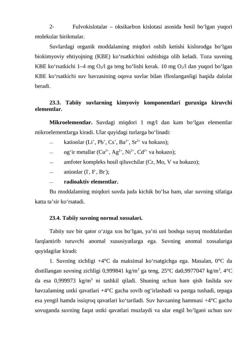 Tabiiy suvlarning kimyoviy komponentlari 3