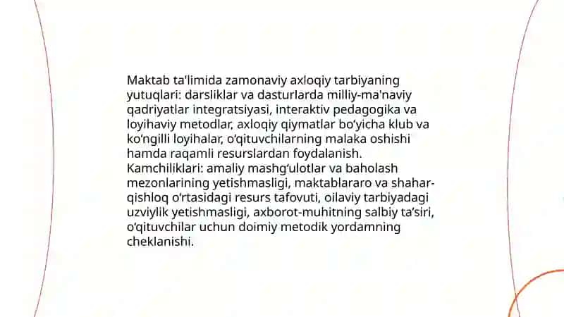Zamonaviy axloqiy tarbiyaning yutuqlari va kamchiliklari 3
