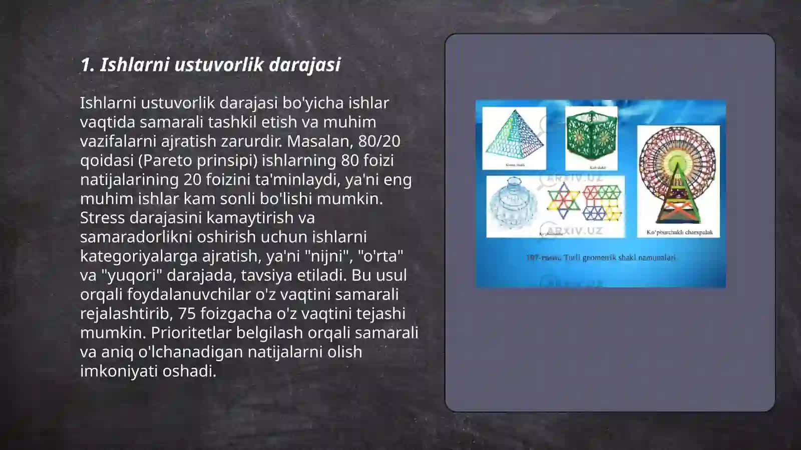 Ishlarning muhimlik darajasinibelgilashning uch usuli 3