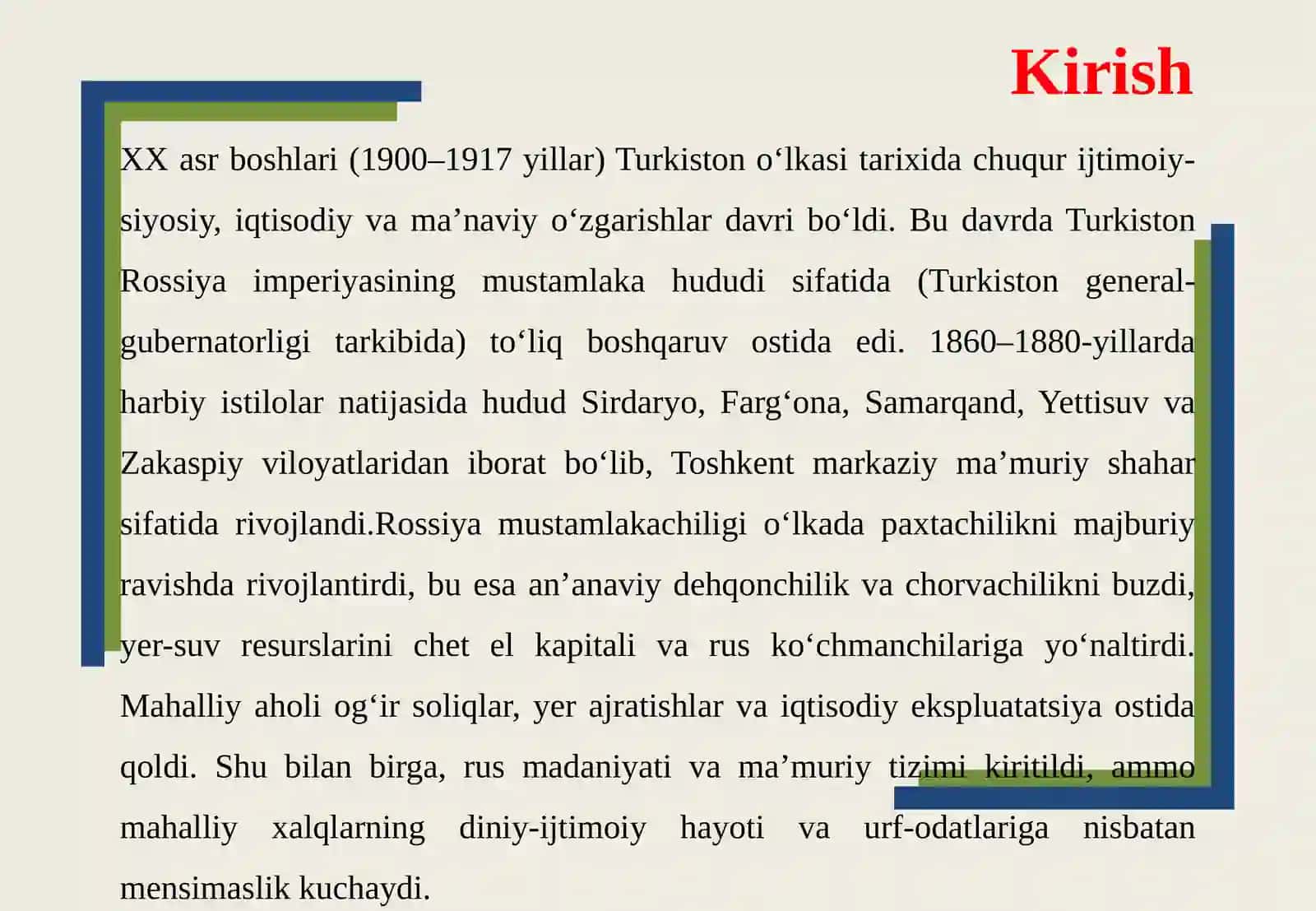 Turkiston XX asr boshlarida (1900-1917 yillar) 3