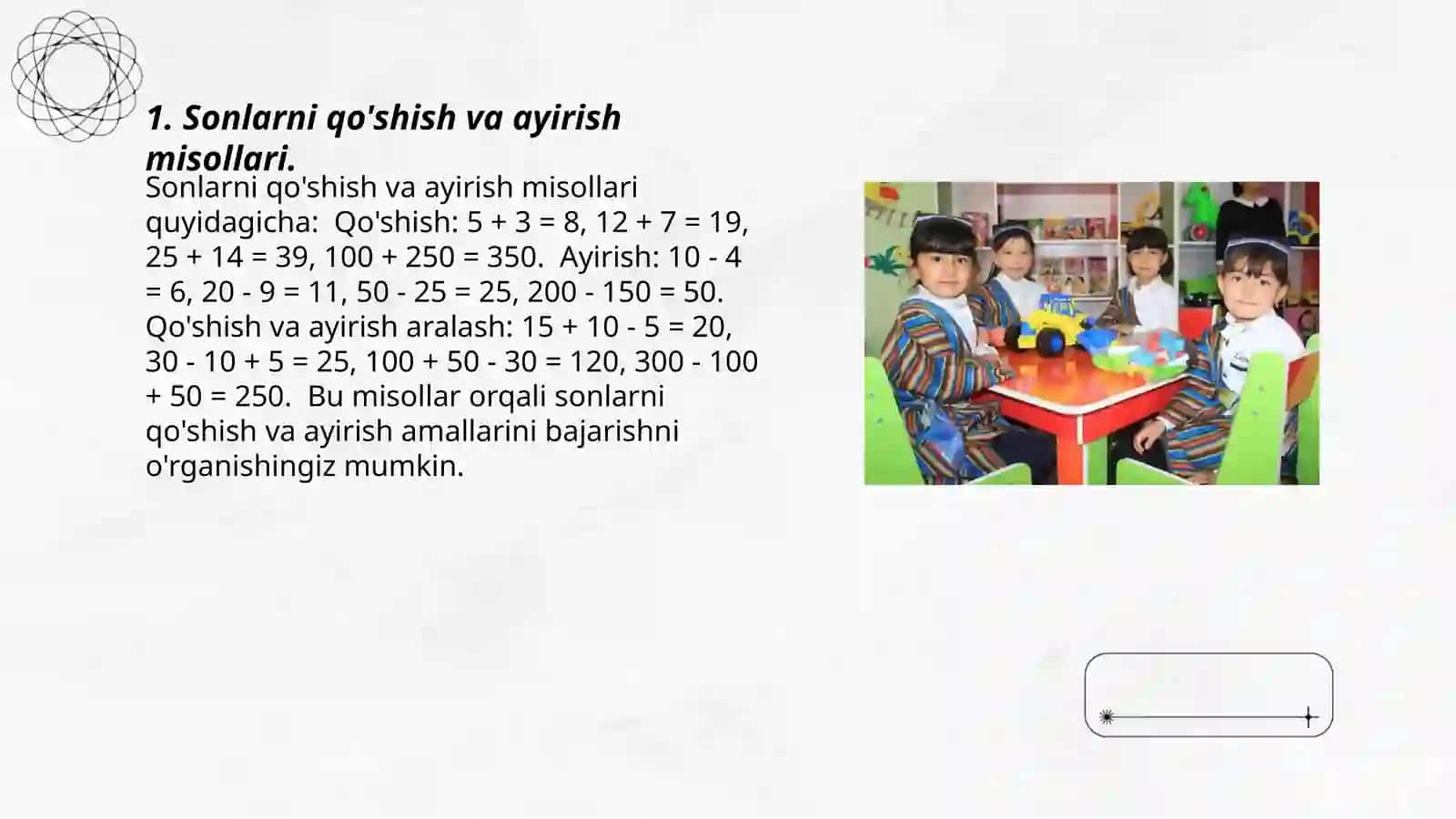 Sonlarni qo'shish va ayirish misollari 3