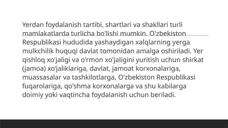 Yerlardan foydalanishning huquqiy xususiyatlari 3