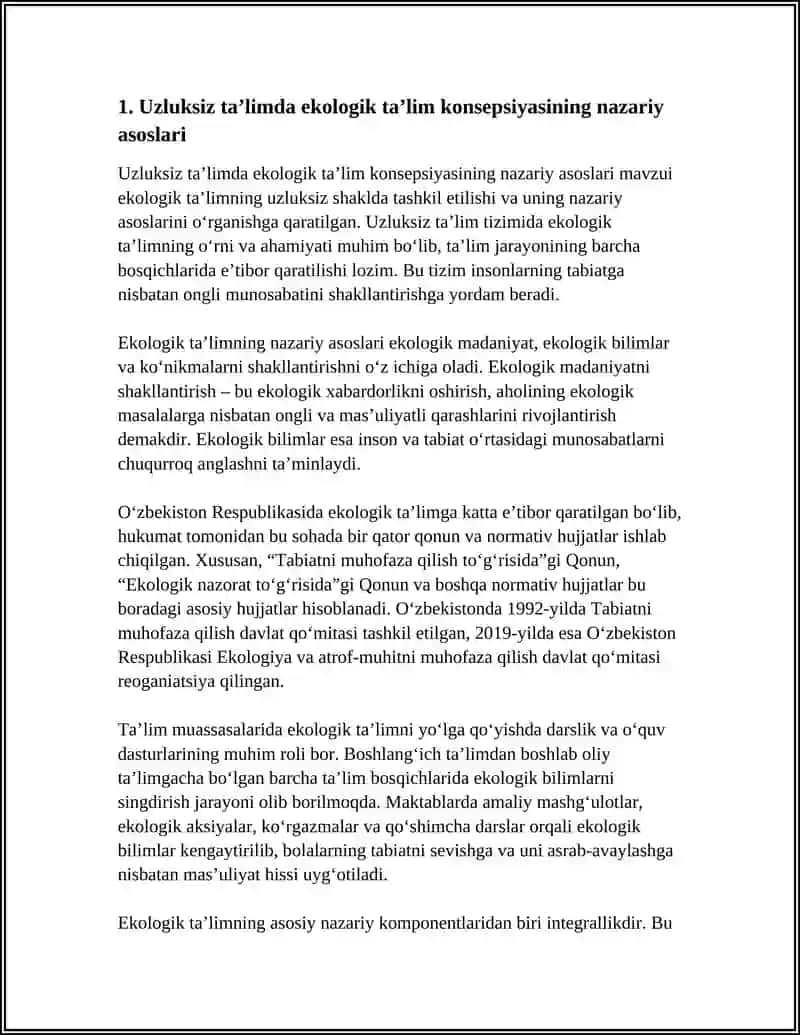 UZLUKSIZ TAʼLIMDA EKOLOGIK TAʼLIM KONSEPSIYASI 3