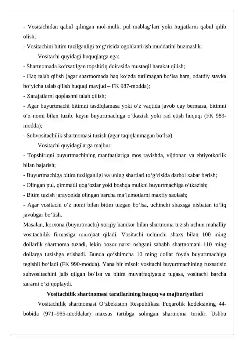 Vositachilik shartnomasi 3