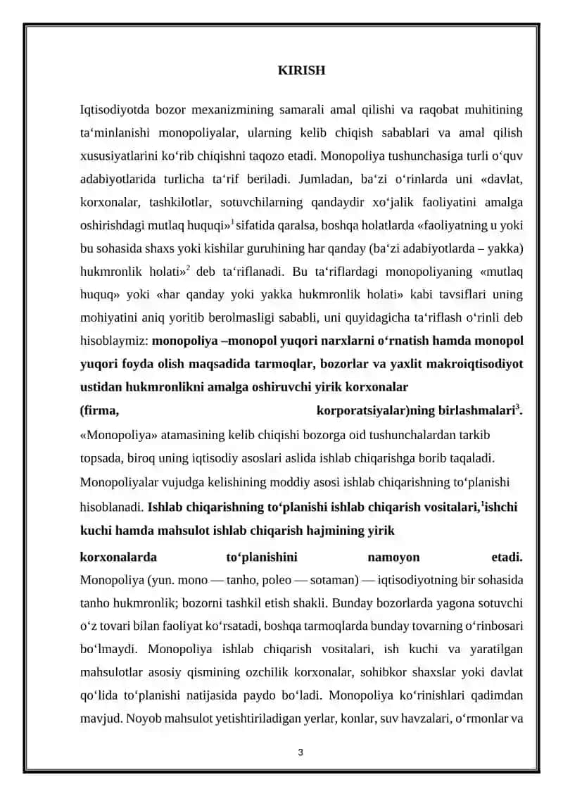 Monopoliyalar, ularning amal qilish va tartibga solish xususiyatlari 3