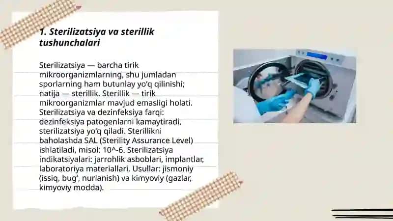 Mikrobiologiyada sterilizatsiya usullari. Aseptika Antiseptika 3