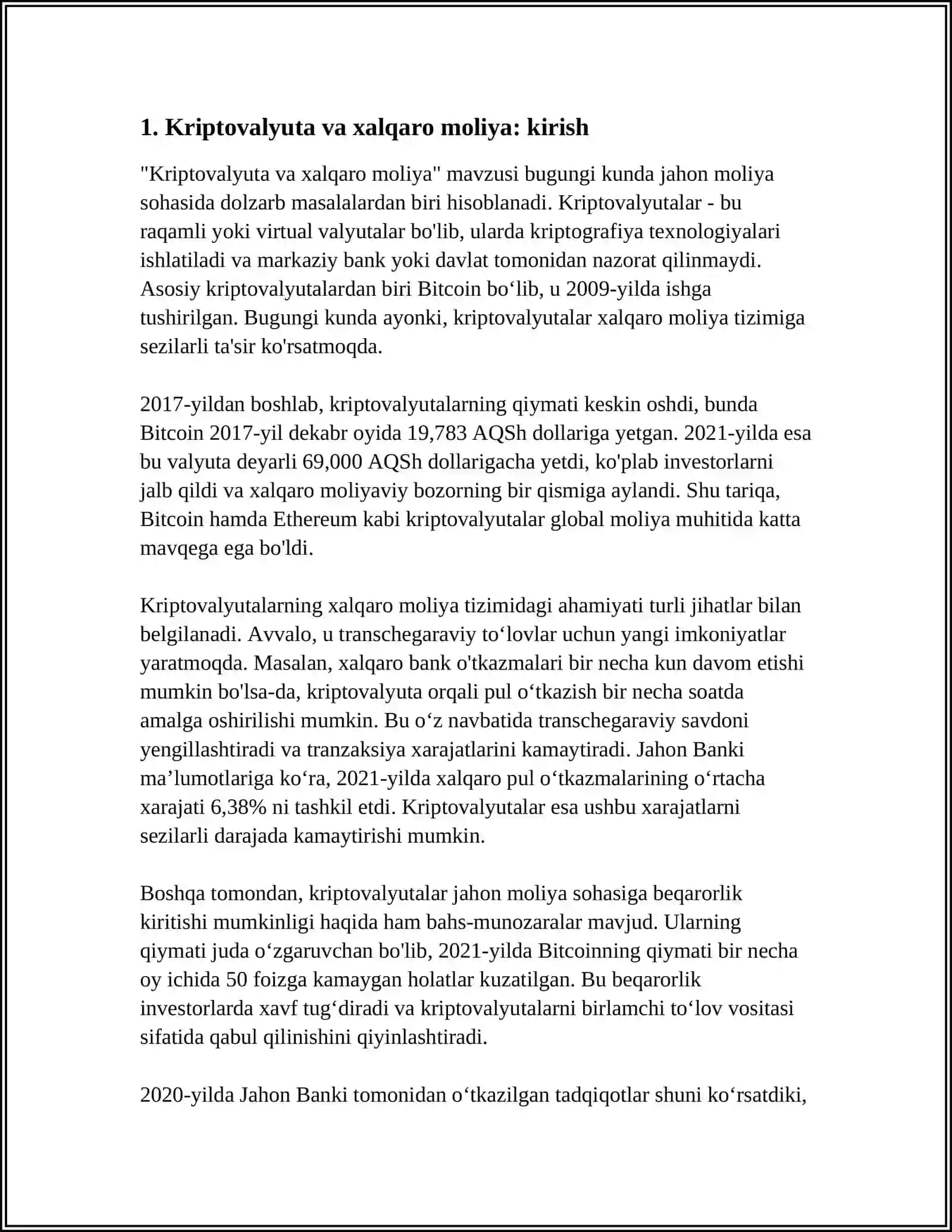KRIPTOVALYUTA XALQARO MOLIYADA TUTGAN ÓRNI 3