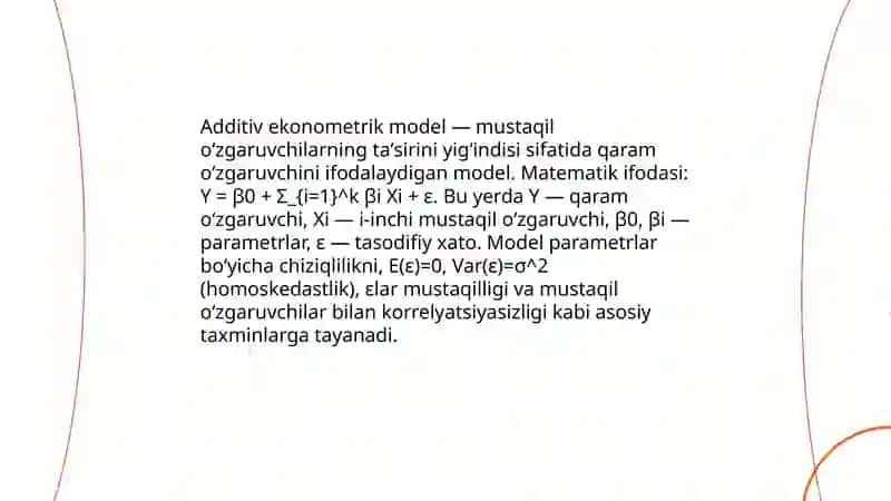 Additiv va multiplikativ ekonometrik modellarni tuzish by Valijon Toshboyev 3