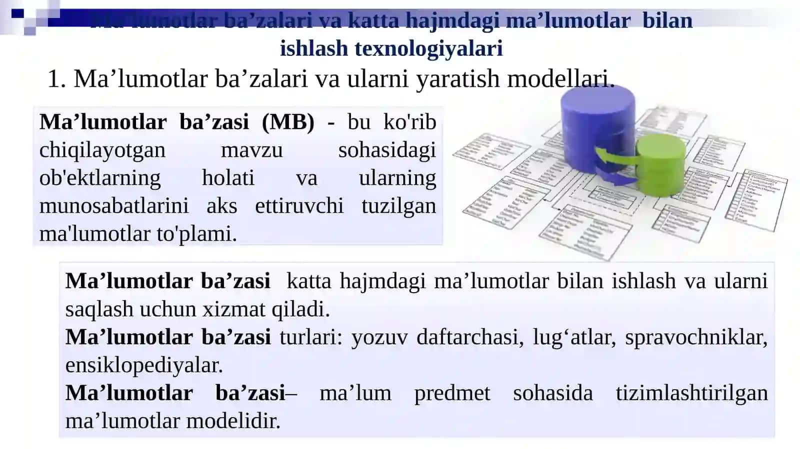 Ma’lumotlar ba’zalari va Big Data bilan ishlash texnologiyalari 3