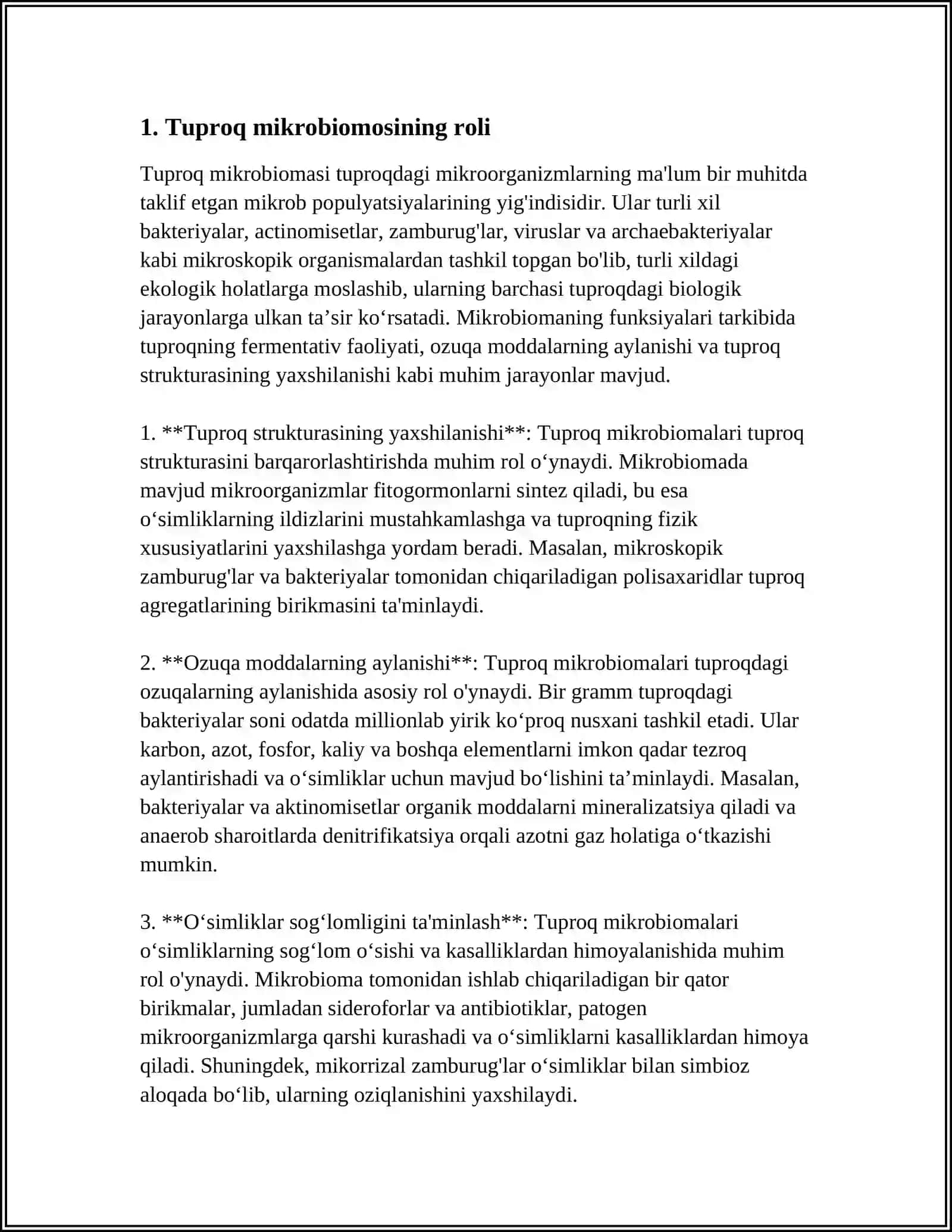 Tuproq mikrobiomosining roli 3