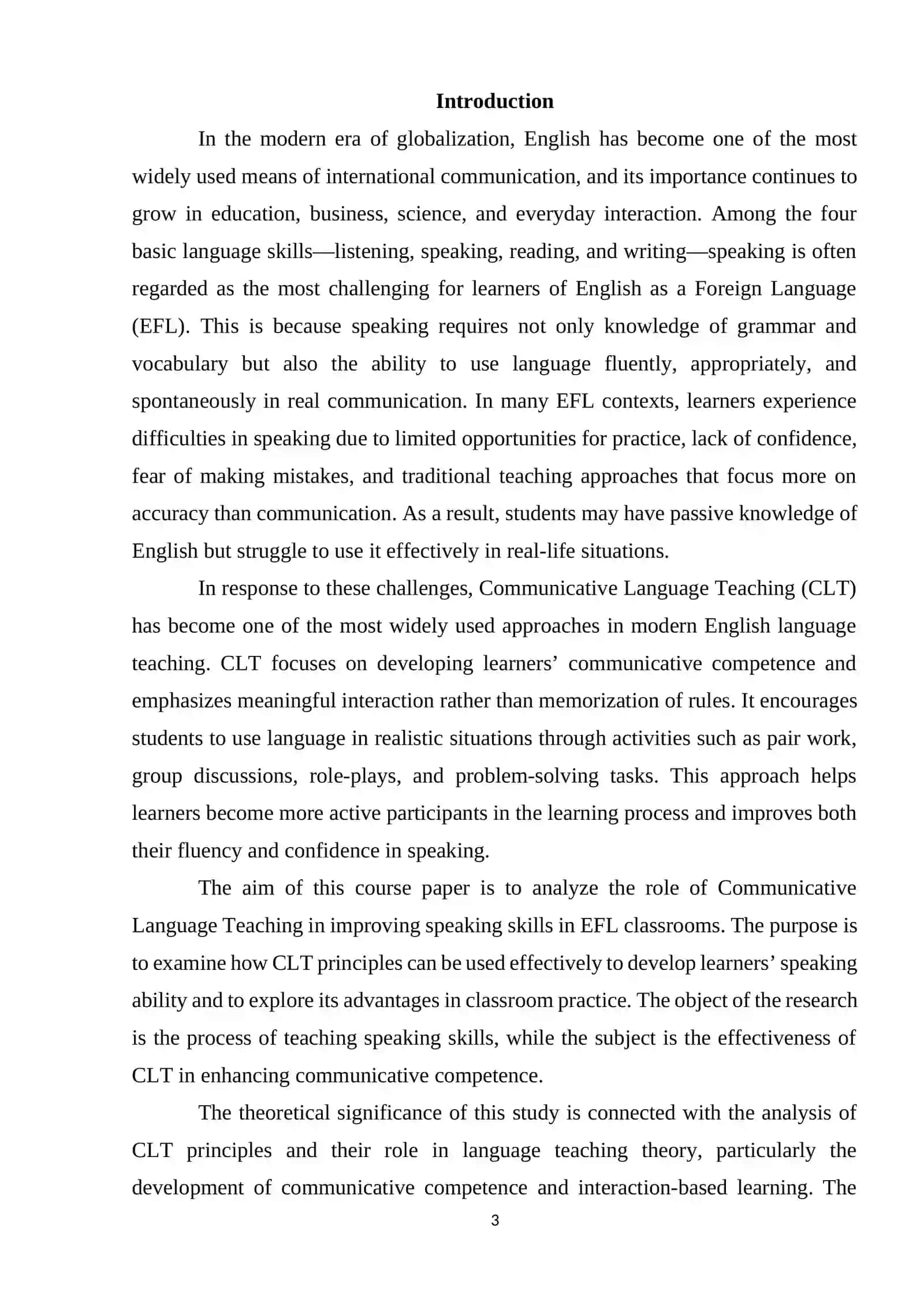 THE ROLE OF CLT IN TEACHING SPEAKING IN EFL CLASSES 3