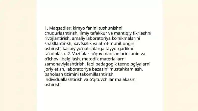 Kimyo darslarini analiz qilish uni takomillashtirish metodikasi 3