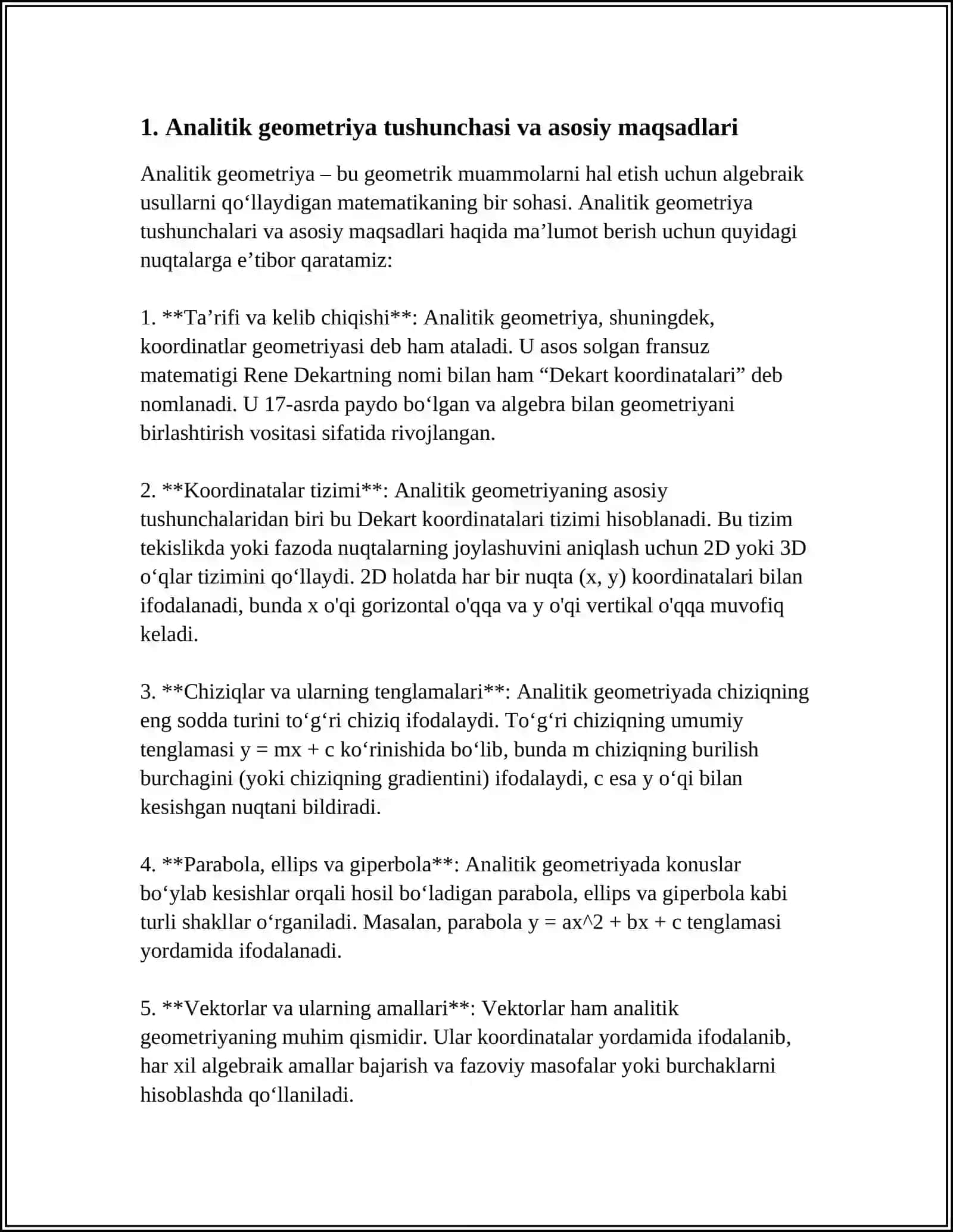 ANALITIK GEOMETRIYANING MAZMUNI VA RIVOJLANISH TARIXI 3