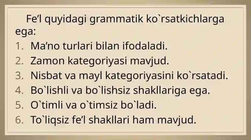 Fe’l so`z turkumi 3