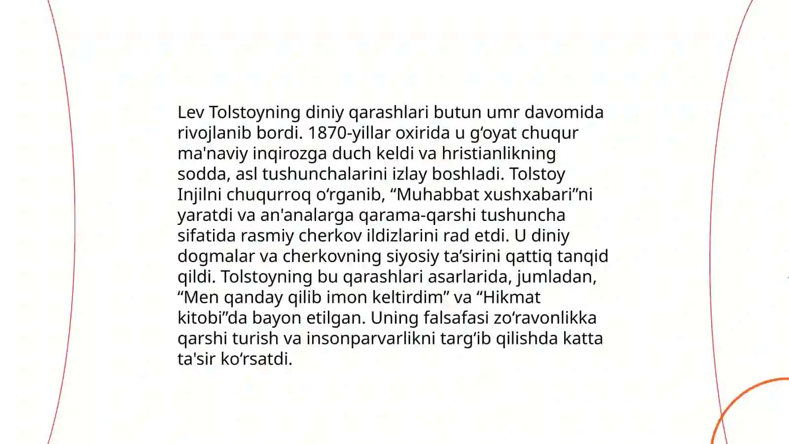 Tolstoyni Iqrornoma asaridagi diniy etiqodlar 3