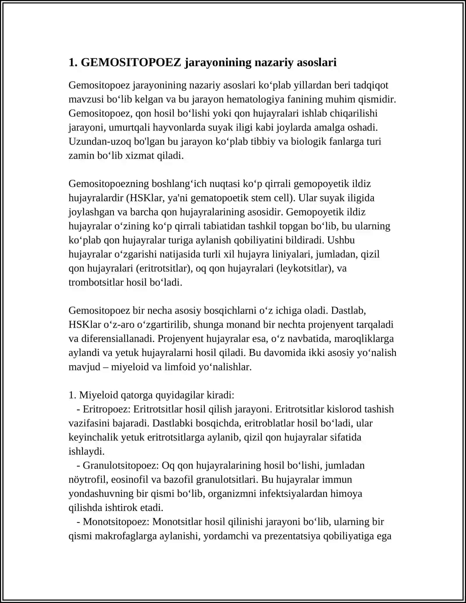 Gemositopoez jarayonlarining boshqariluvi 3