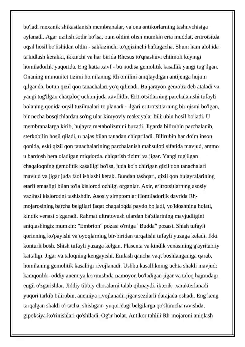 Chaqaloqlarning Gemolitik Kasalligi 3