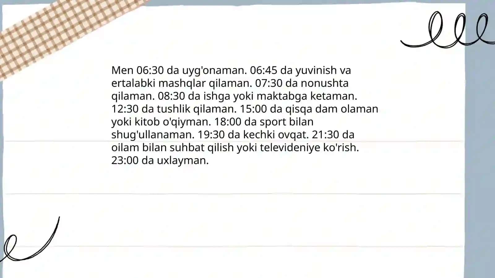 Mening kundalik tartibim 3