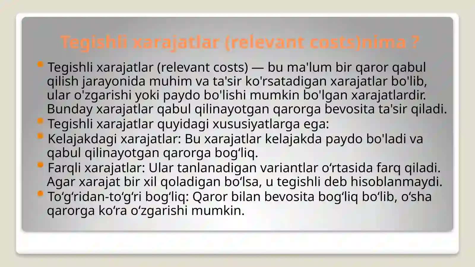 TEGISHLI XARAJATLAR TAHLILI 3