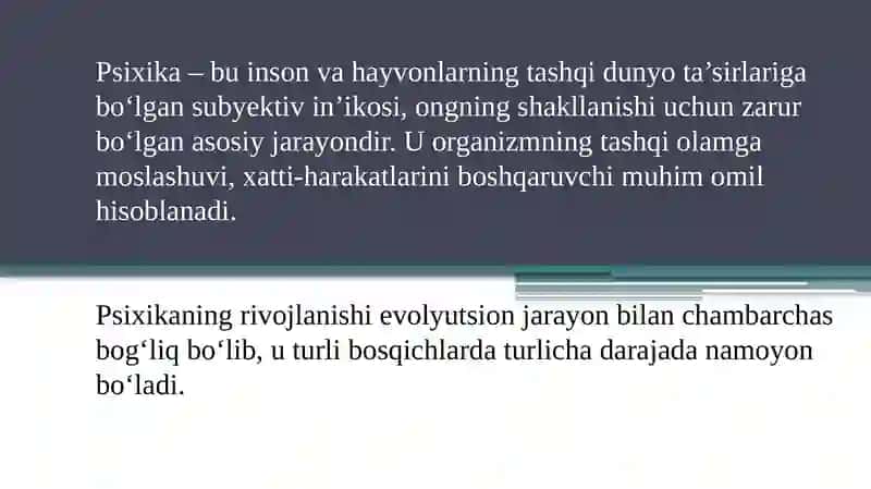 Psixika va Ongning Taraqqiyoti 3