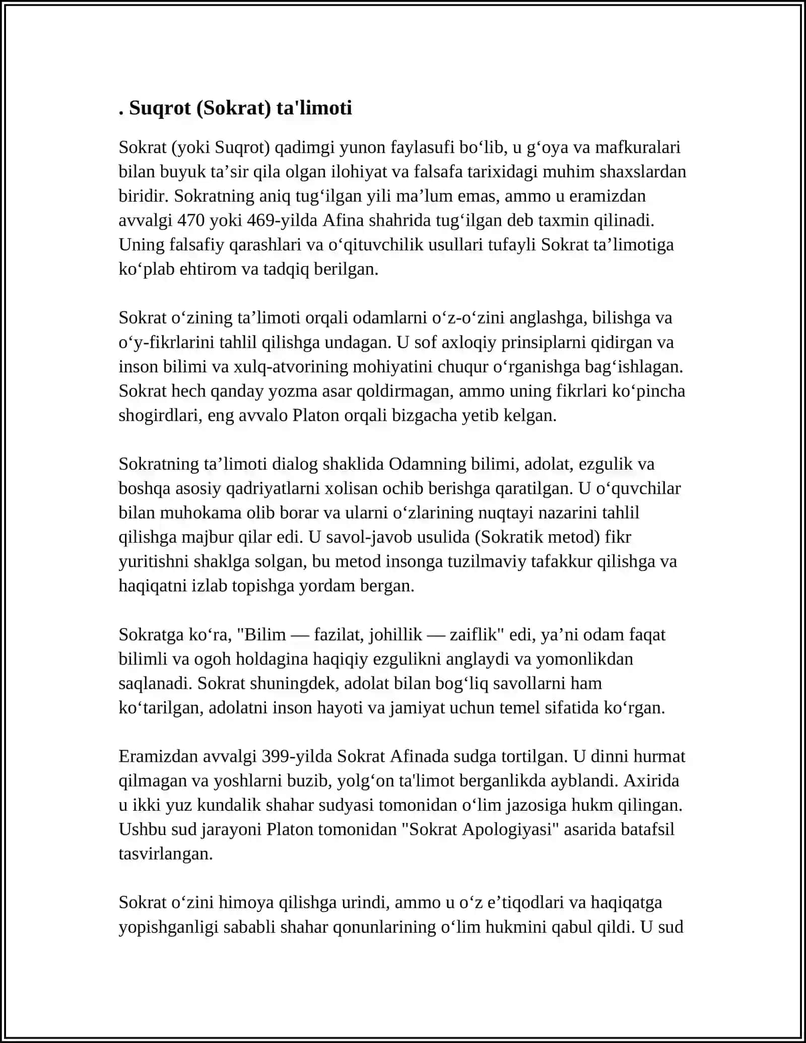 FALSAFAGA XISSA QO'SHGAN OLIMLAR 3