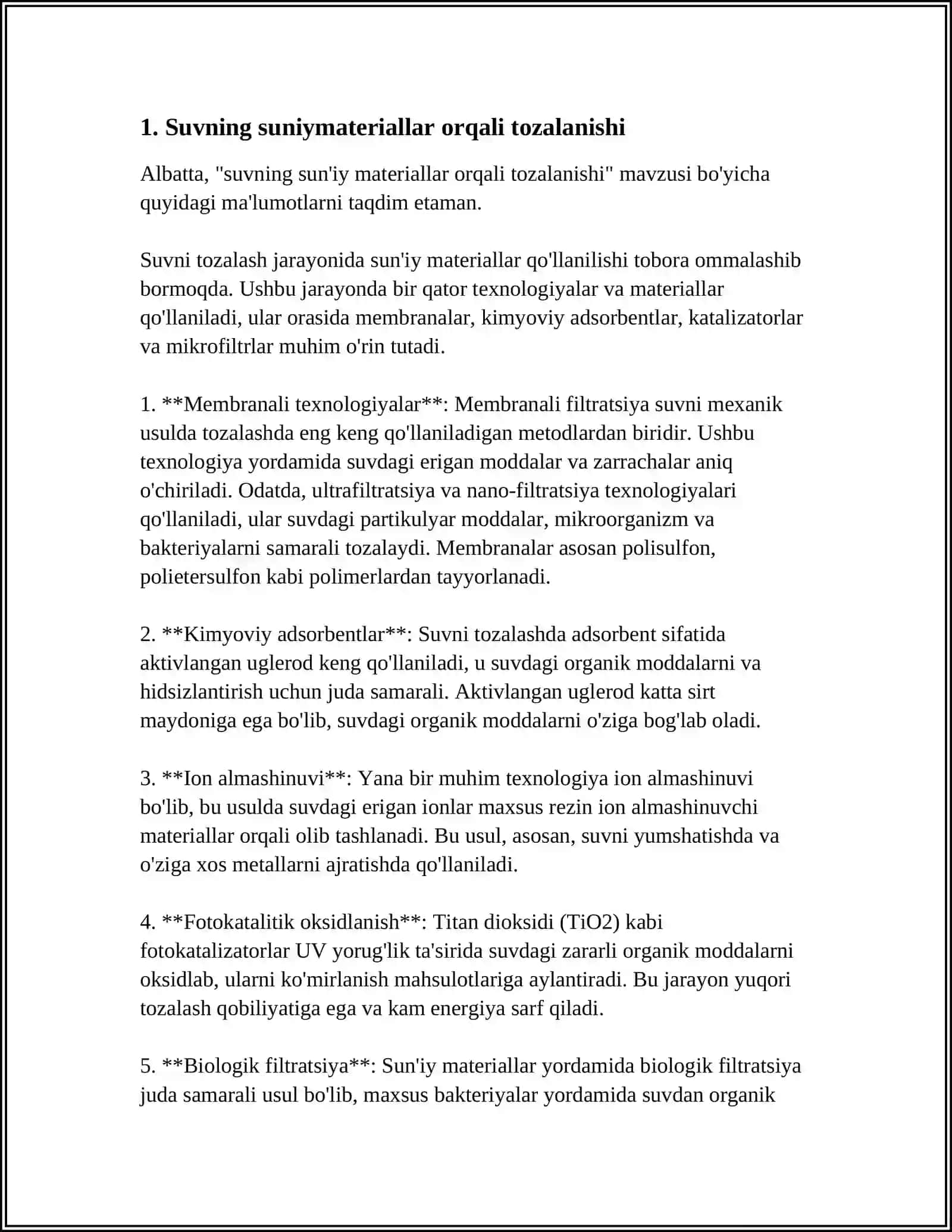 SUNIY MATERIALLARNI TOZALASH USULLARI 3