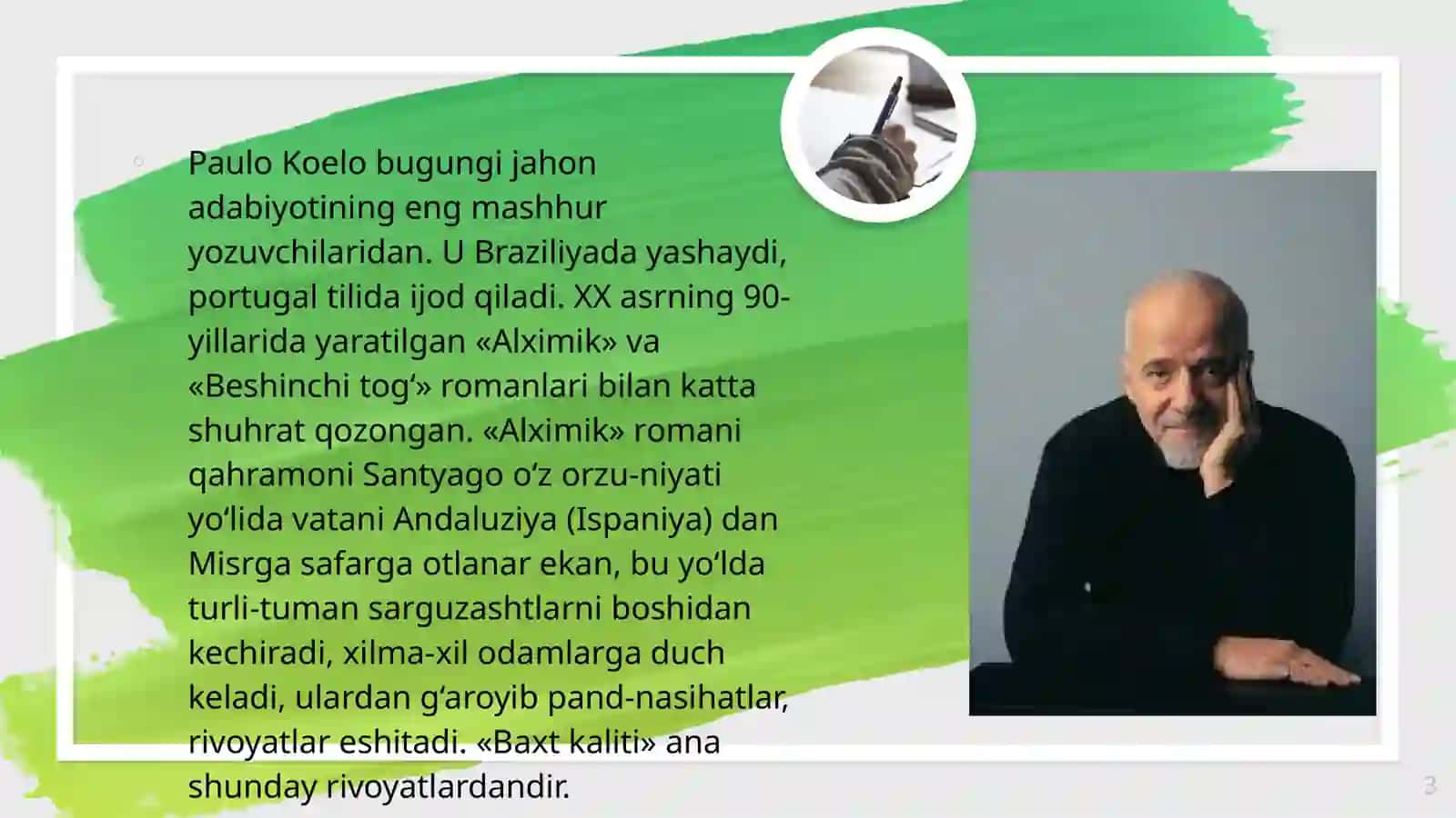 Paolo Koeloning “Alkimyogar” asari haqida taqdimot 3
