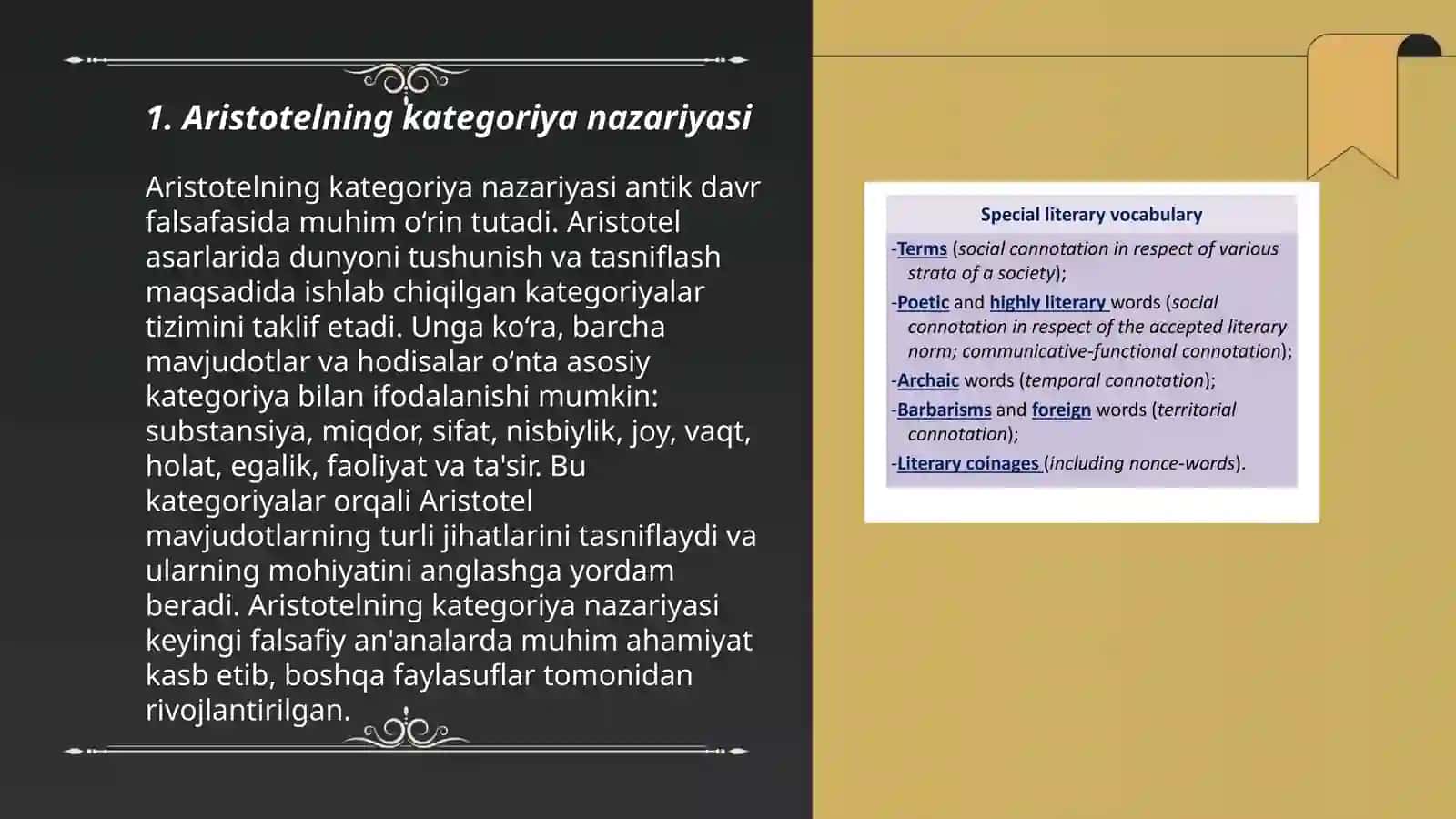 Aristotelning kategoriya nazariyasi 3