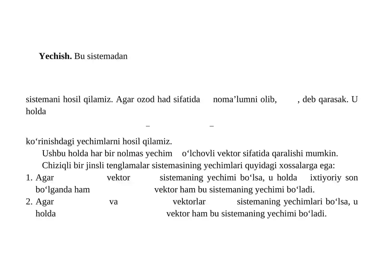 Bir jinsli chiziqli algebraik tenglamalar sistemasi 3