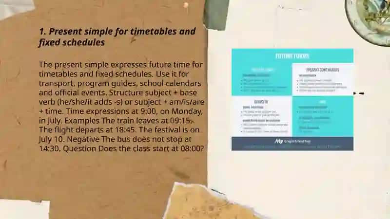 Present simple for timetables and fixed schedules 3