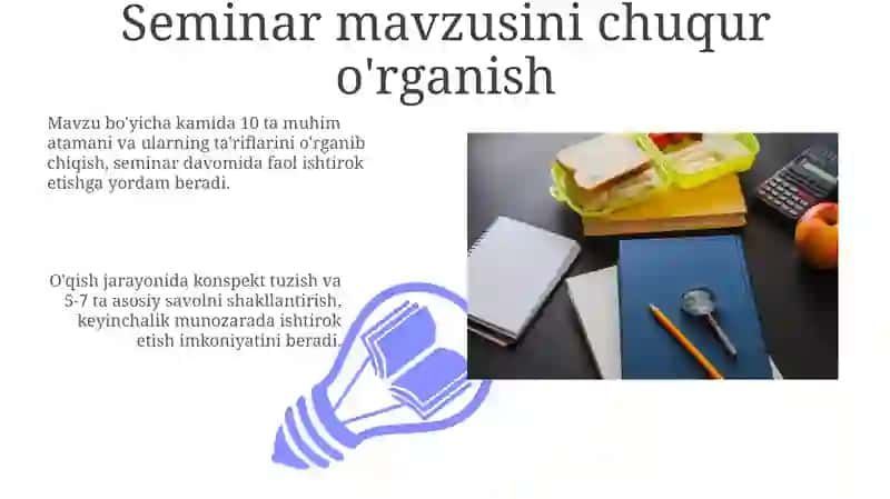 Seminar va amaliy mashg'ulotlarga tayyorgarlik 3
