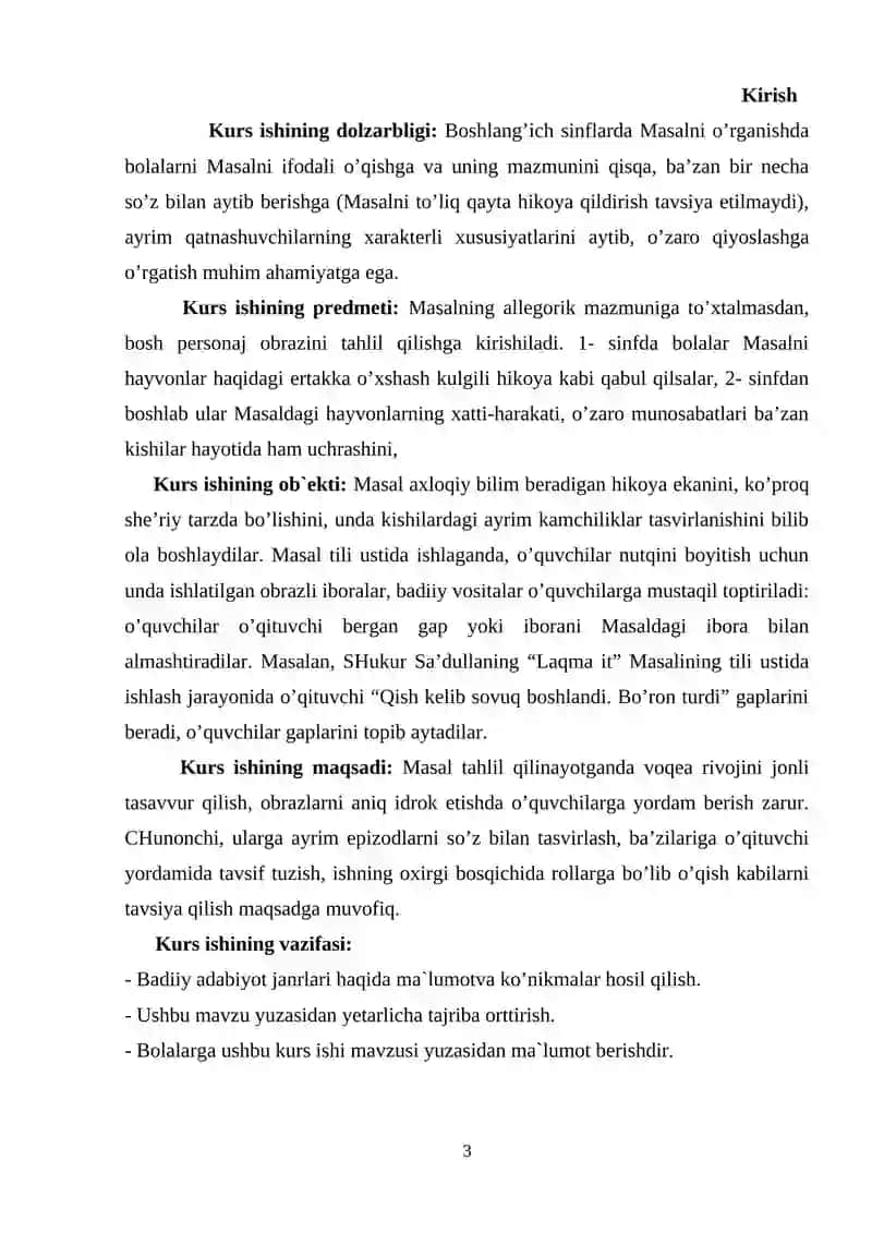 O’qish savodxonligi darslarida masal o’tish uslubiyati 3