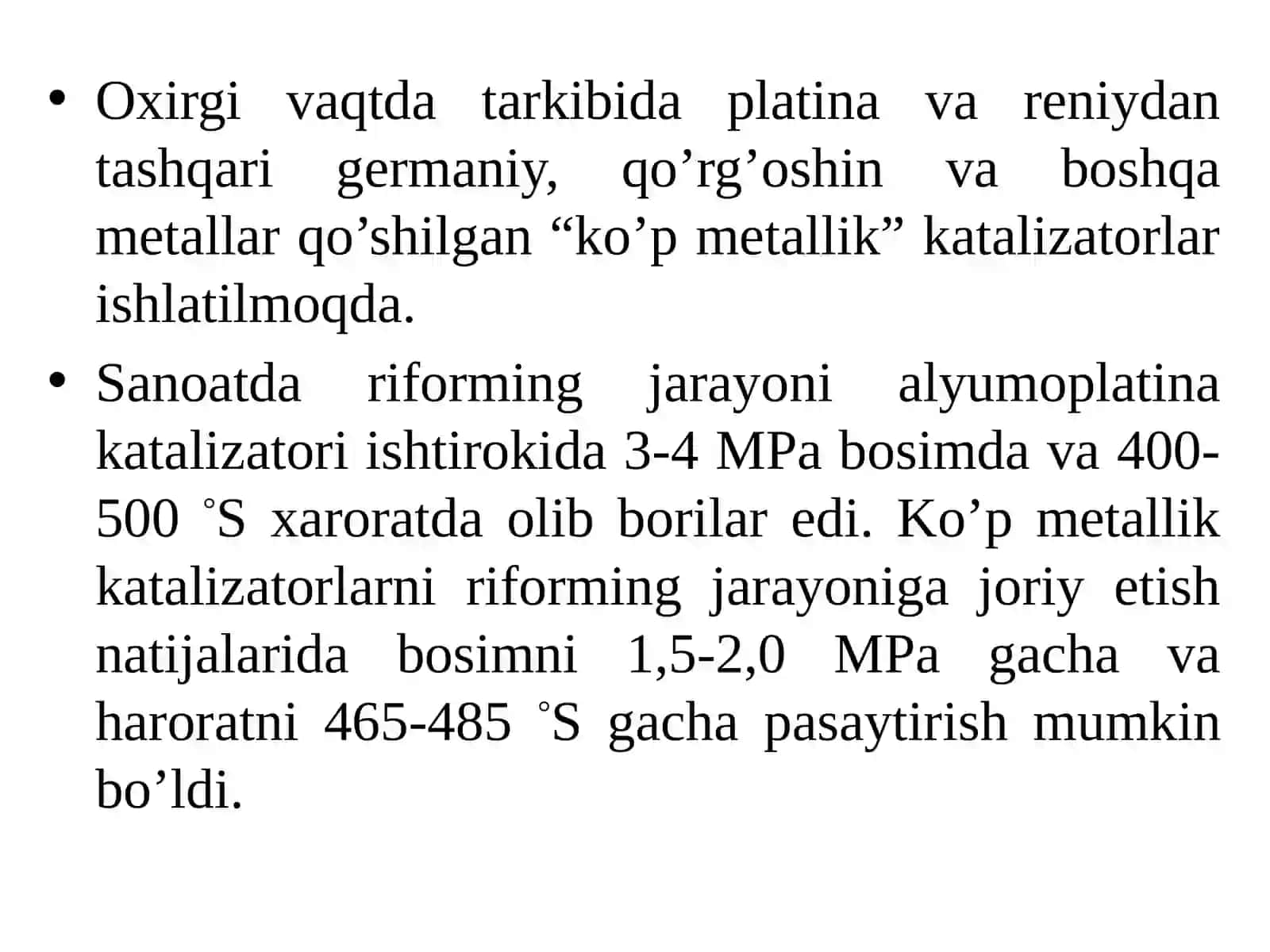 LABORATORIYAishi- №4QUYI OKTANLI BENZINLARNI KATALITIK RIFORMING QILISH 3