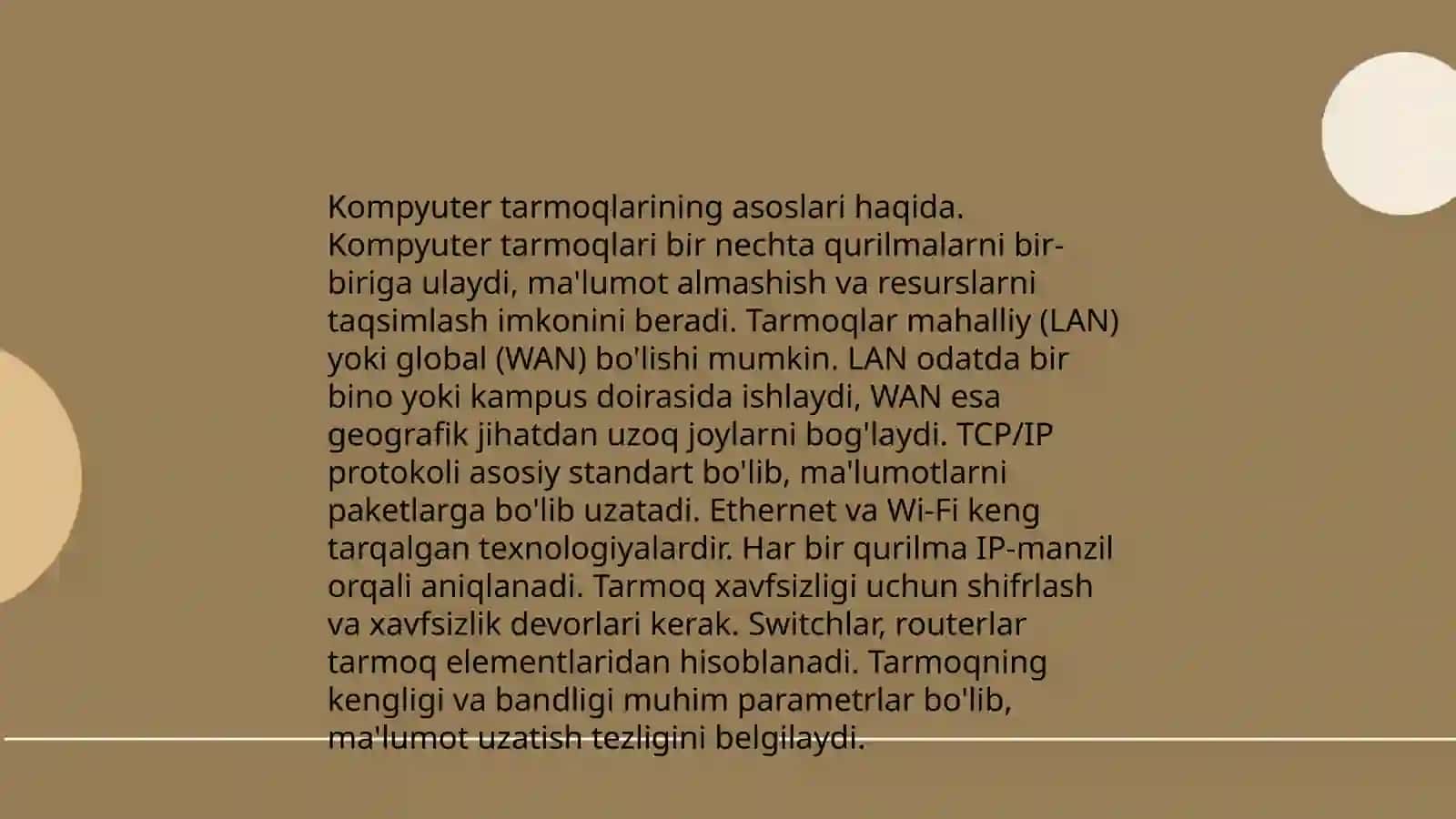 Kompyuter tarmoqlari va tarmoq texnologiyalari 3