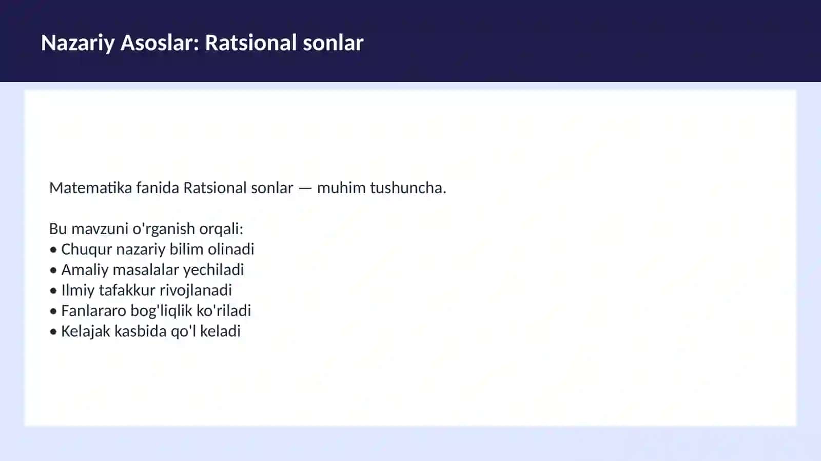 Matematika: Sonlar nazariyasi 3