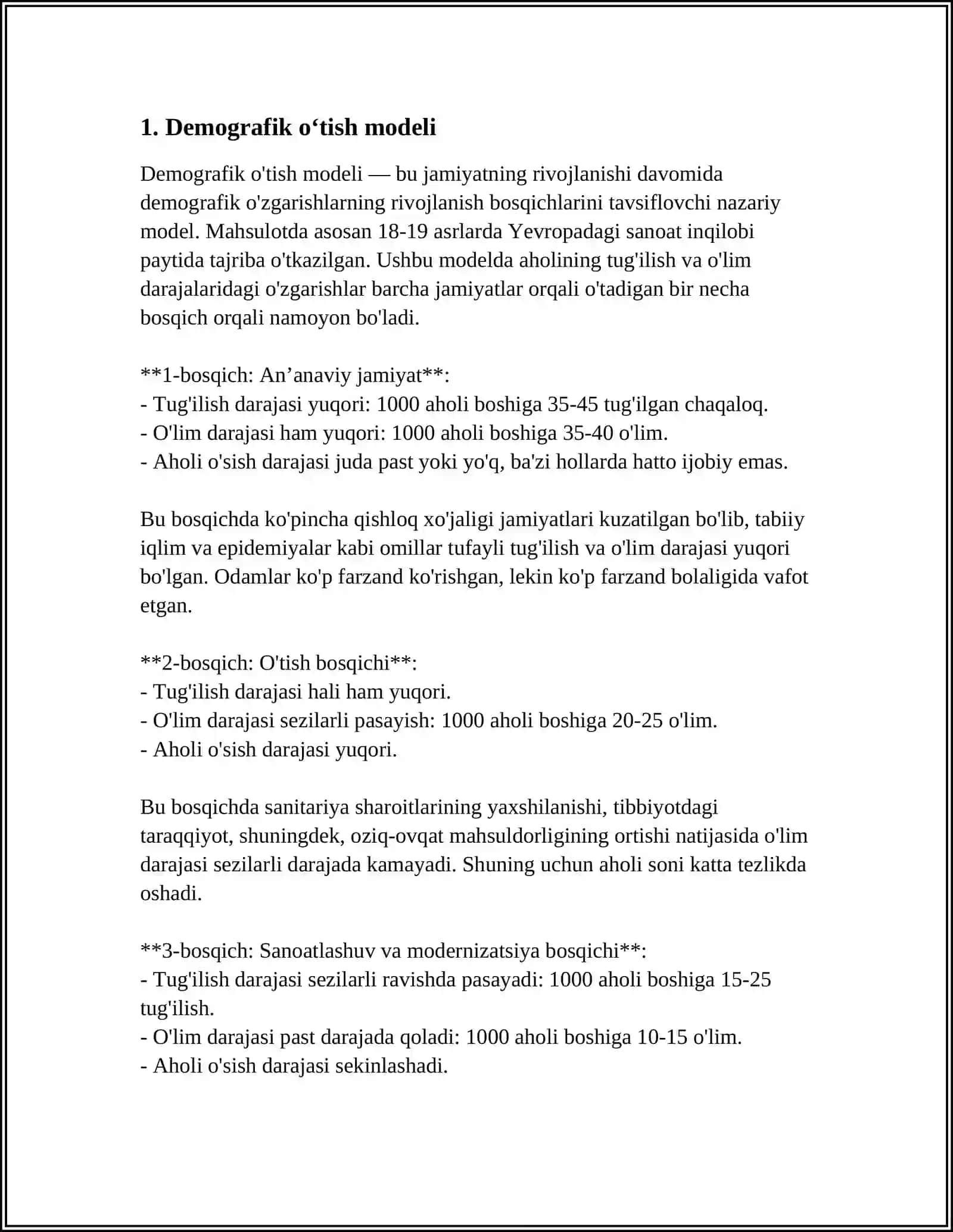 DEMOGRAFIK O‘TISH KONSEPSIYASI 3