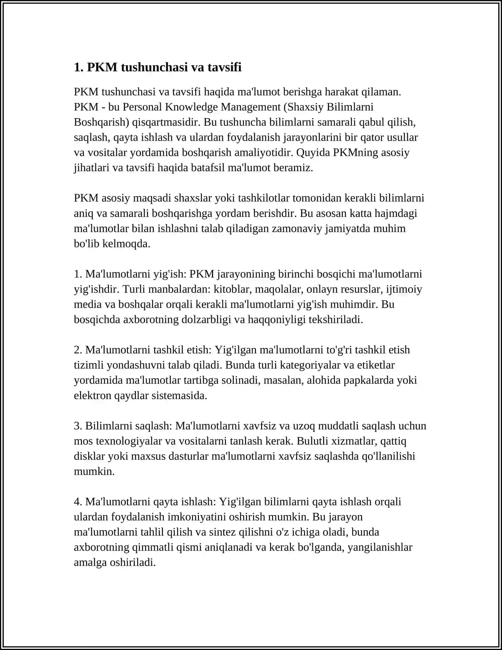 PKM LARNING ASOSIY XOSSALARI VA SINFLANISHI 3