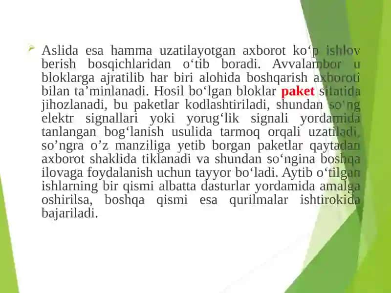 Tarmoqda ma'lumotlarni almashish jarayonlari 3