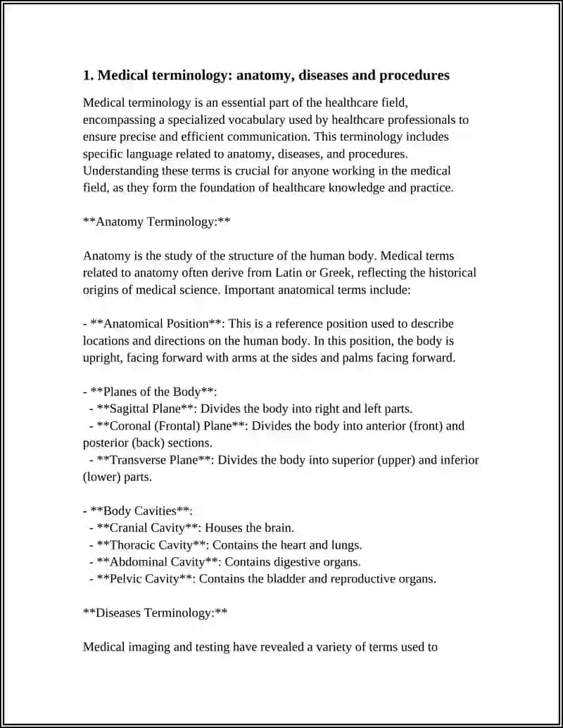 Medical terminology: anatomy, diseases and procedures 3