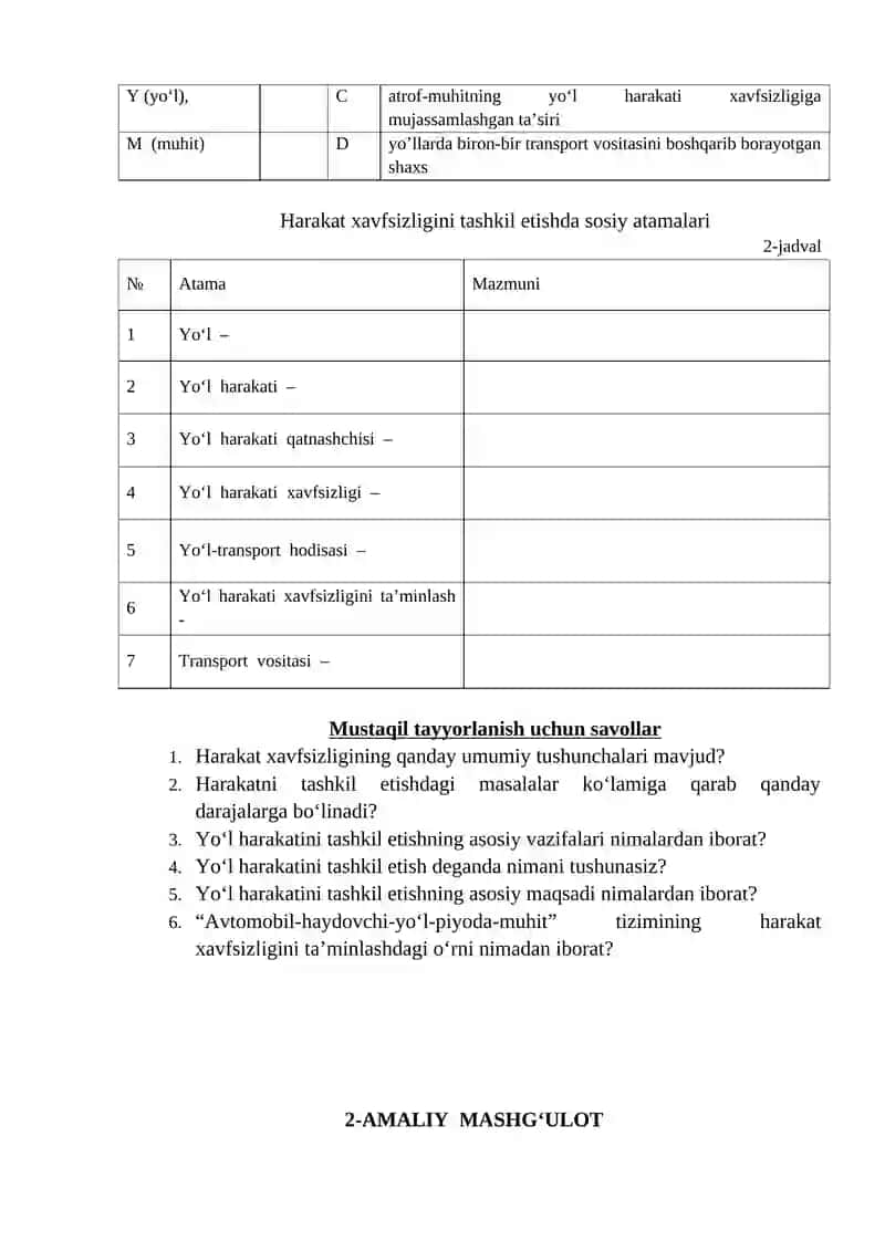 "Avtomobil-yo‘l-haydovchi- muhit" tizimi 3
