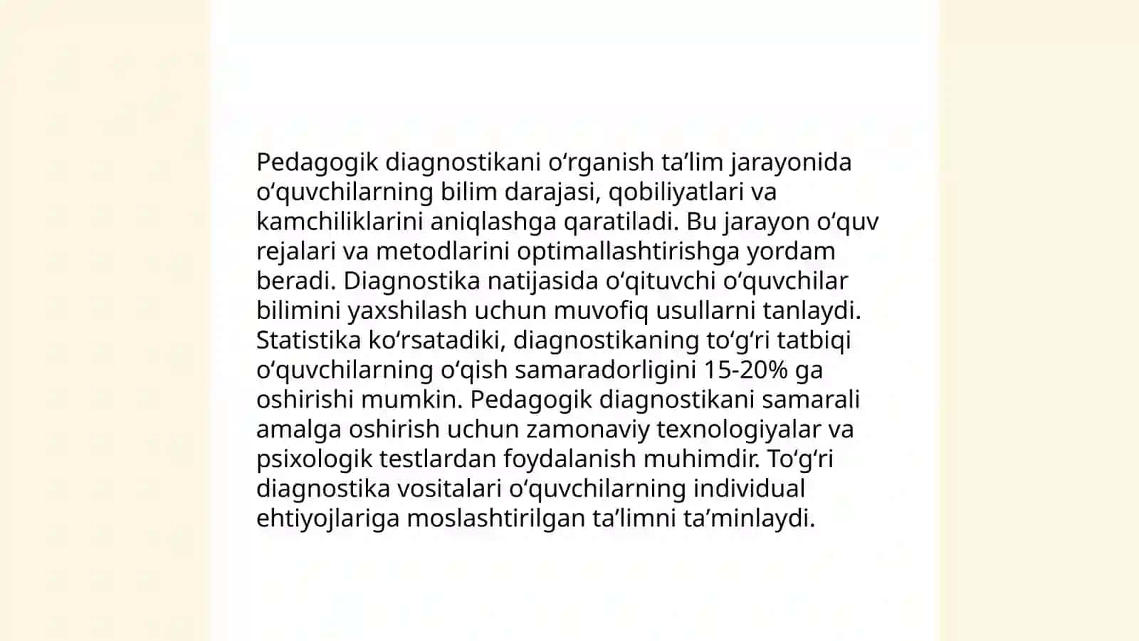 Pedagogik diagnostikaning shaxs rivojlanishidagi 3
