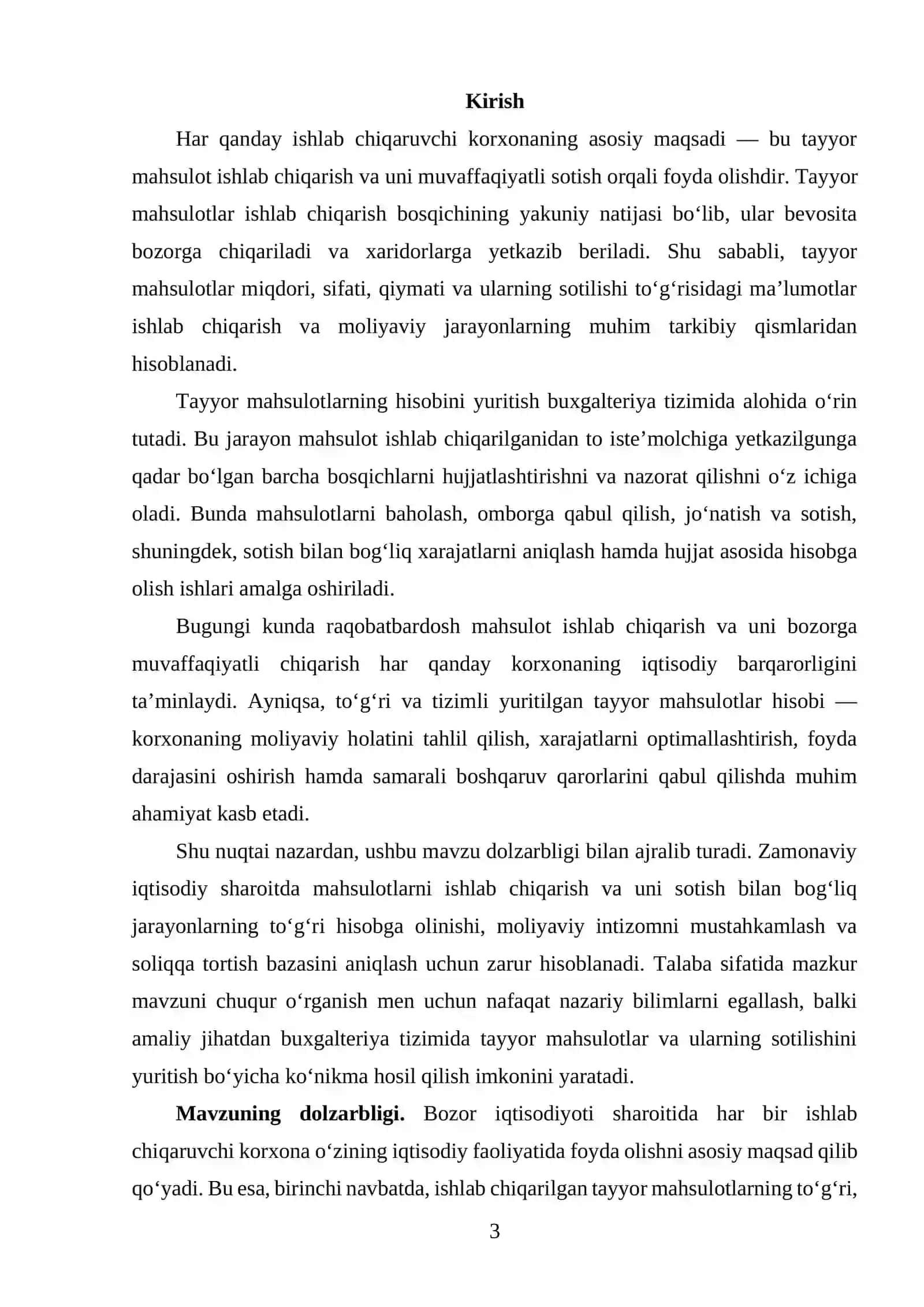 Tayyor mahsulot va uning sotilishini hisobga olish 3