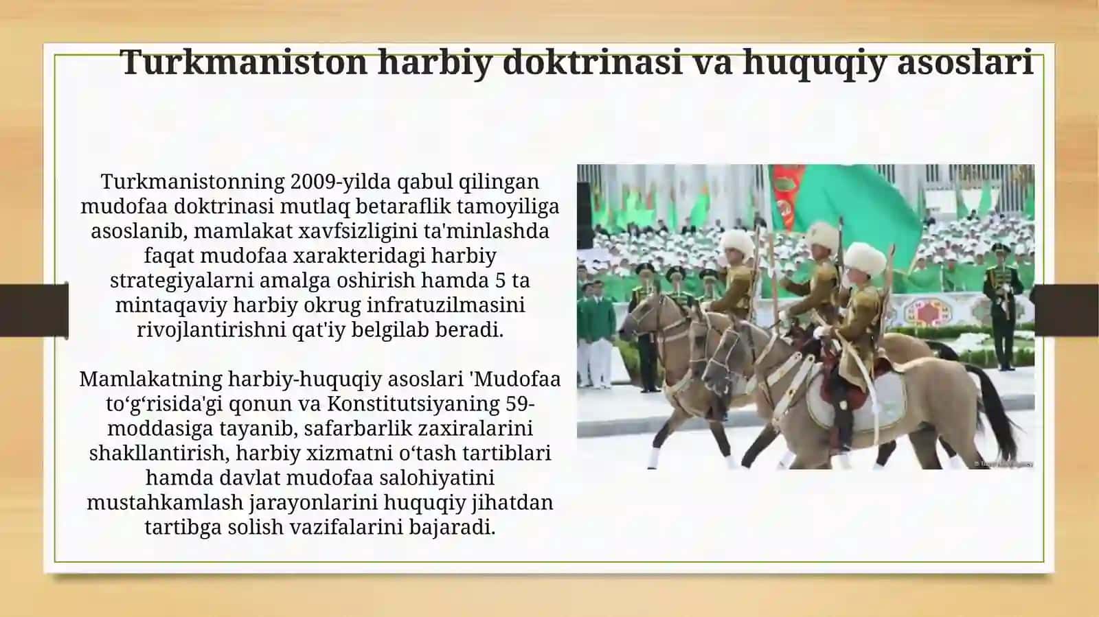 Turkmaniston Respublikasining safarbarlik rezervlari. Qurolli kuchlarining butlash tizimi 3