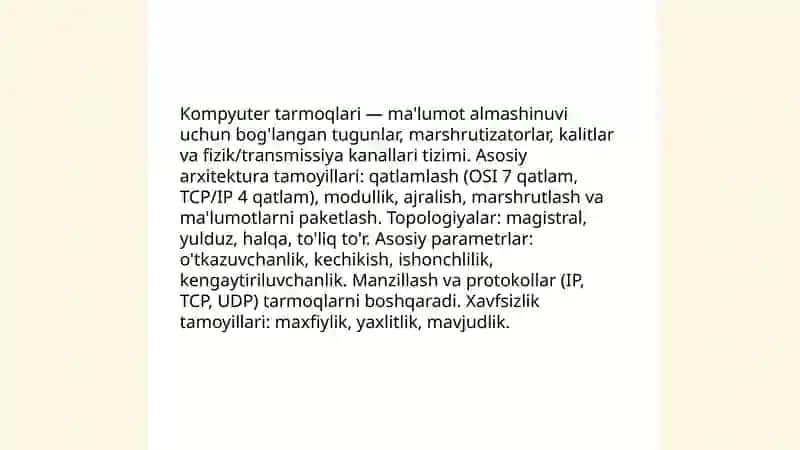 Kompyuter tarmoqlari va tarmoq texnologiyalari 3
