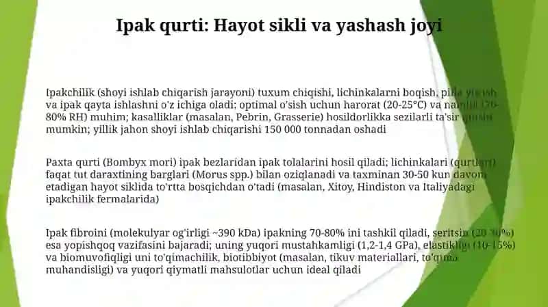 Ipak tolasi morfologiyasi va mexanik xossalari 3