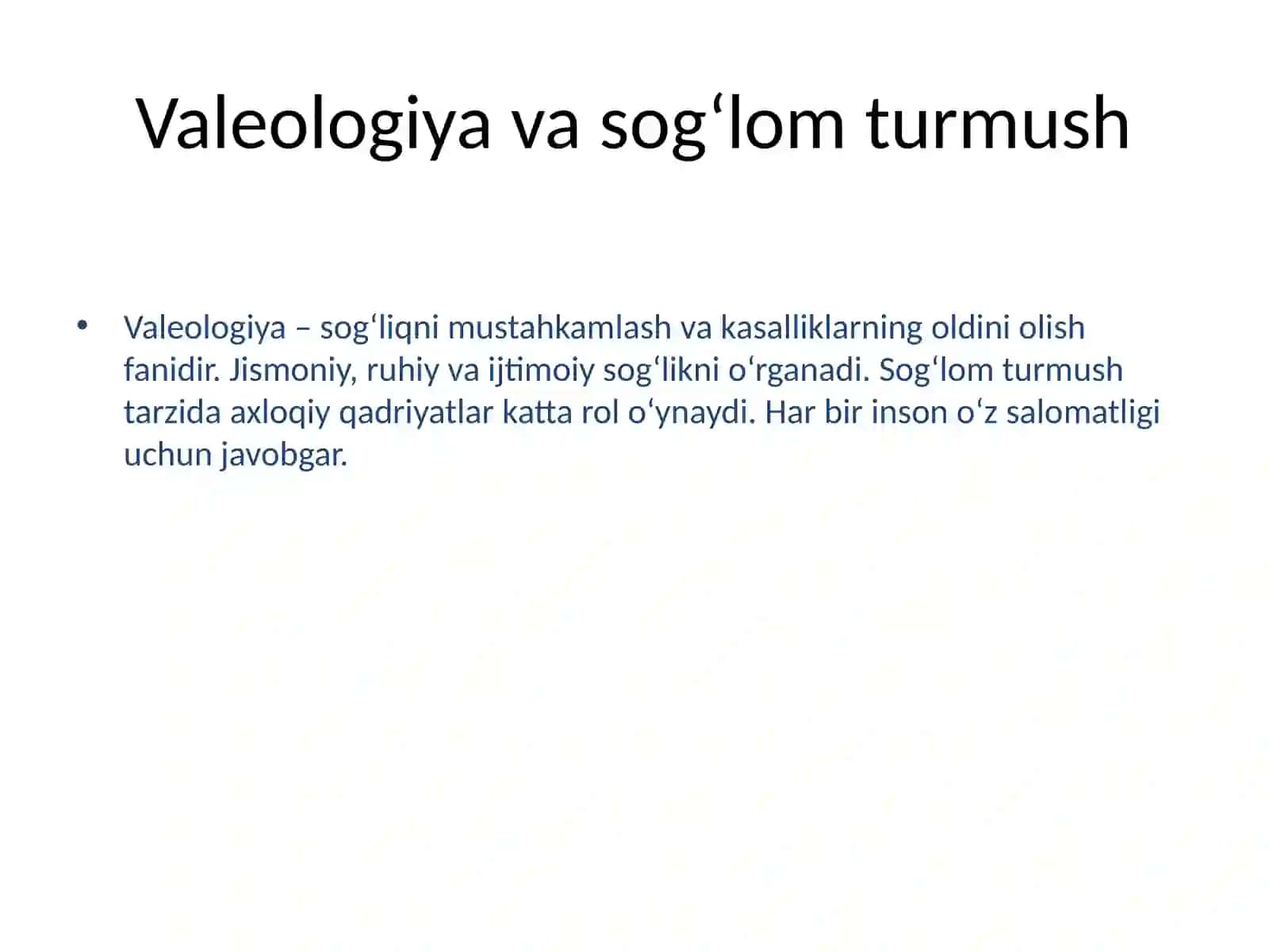 VALEOLOGIYA VA SOG'LUM TURMUSH 3