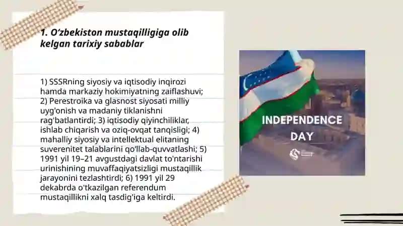 Oʻzbekiston mustaqilligiga olib kelgan tarixiy sabablar 3