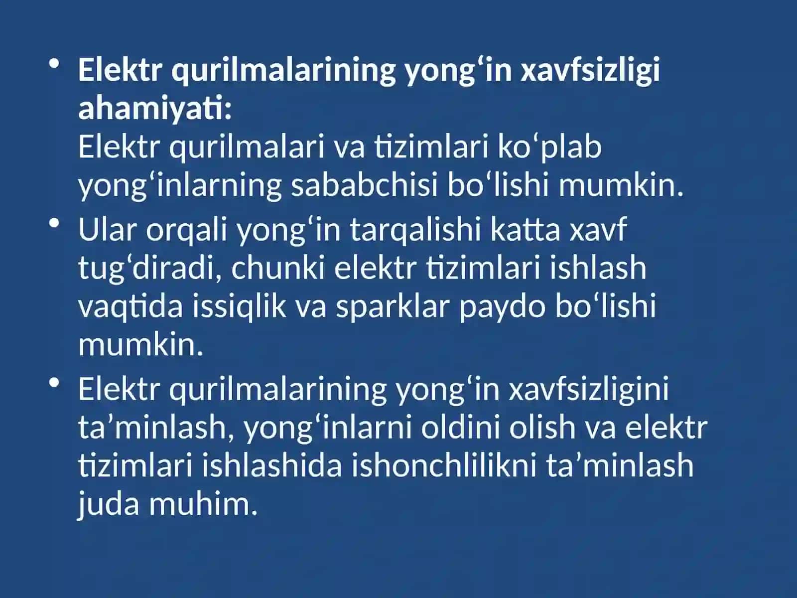 Elektrqurilmalarining yong`in xavfsizligi 3