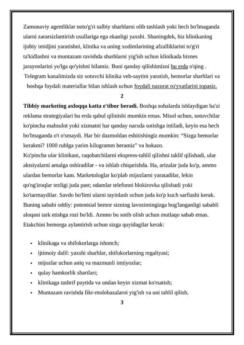 TIBBIY MUASSASALAR MARKETINGI 3