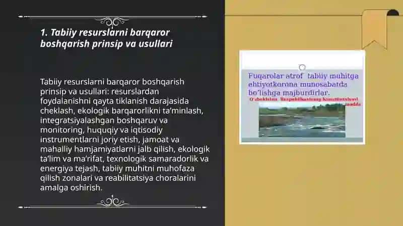 Tabiiy resurslarni boshqarish prinsip va usullari 3
